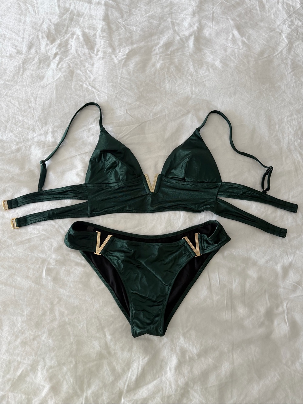 Victoria Secret V-Neck Dark Green Women's Bikini Set